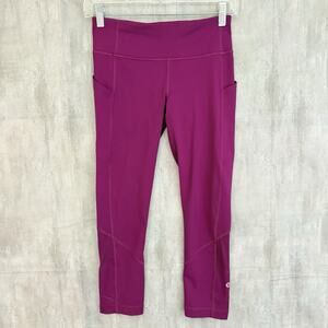 Lululemon Pace Rival Crop Leggings Womens Size 4 Fuchsia Pink Run Yoga Workout